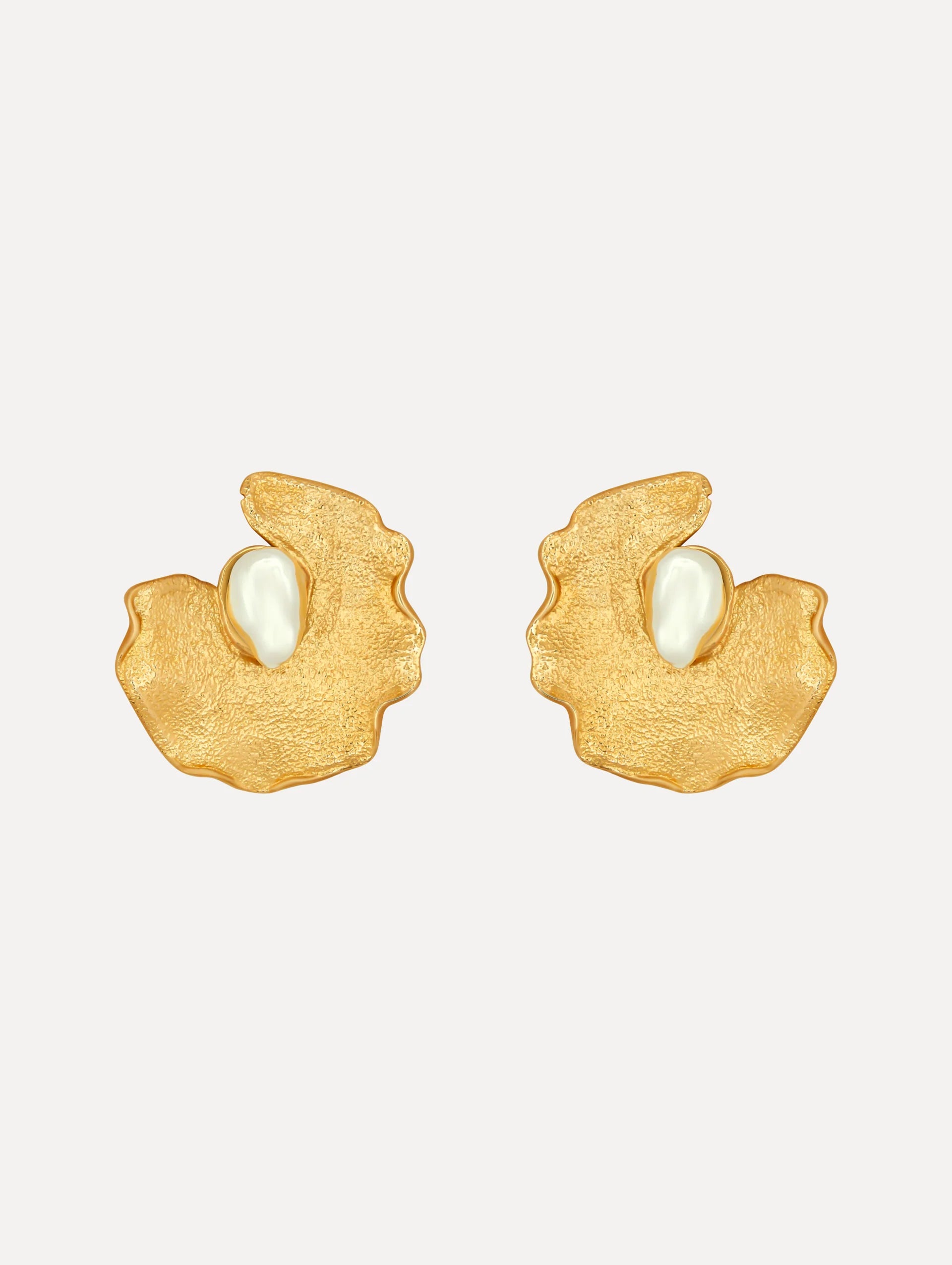 PEARL LILY PAD CLIP ON EARRINGS
