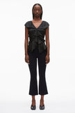 FLORAL JACQUARD DRAPED HANDKERCHIEF TOP