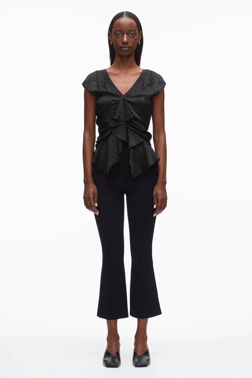 FLORAL JACQUARD DRAPED HANDKERCHIEF TOP