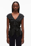 FLORAL JACQUARD DRAPED HANDKERCHIEF TOP
