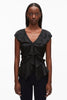 FLORAL JACQUARD DRAPED HANDKERCHIEF TOP