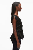 FLORAL JACQUARD DRAPED HANDKERCHIEF TOP