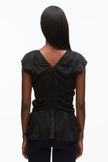 FLORAL JACQUARD DRAPED HANDKERCHIEF TOP
