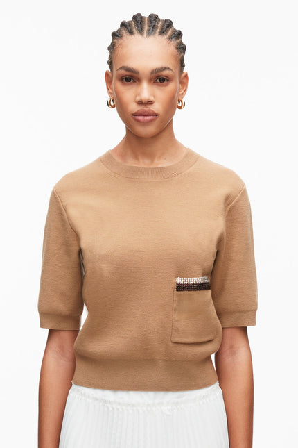 BEADED EMBELLISHMENT KNIT TOP