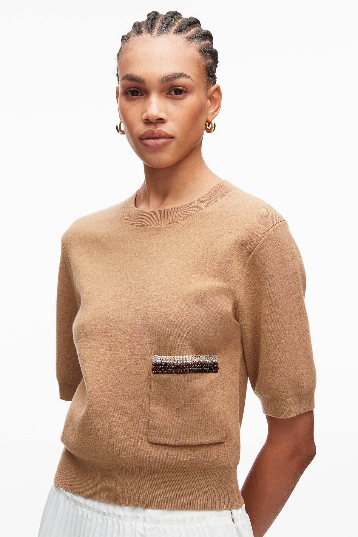 BEADED EMBELLISHMENT KNIT TOP