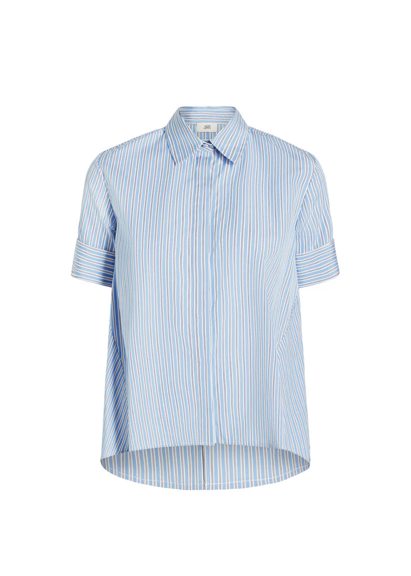 CHARLIE TOP IN PALE BLUE AND WHITE SHRTING