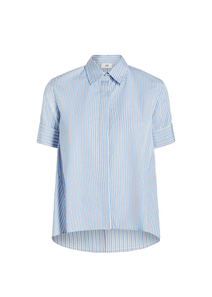 CHARLIE TOP IN PALE BLUE AND WHITE SHRTING