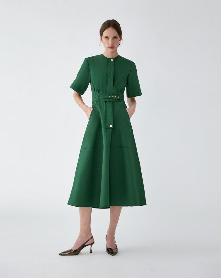 GARBARDINE ALINE MIDI DRESS