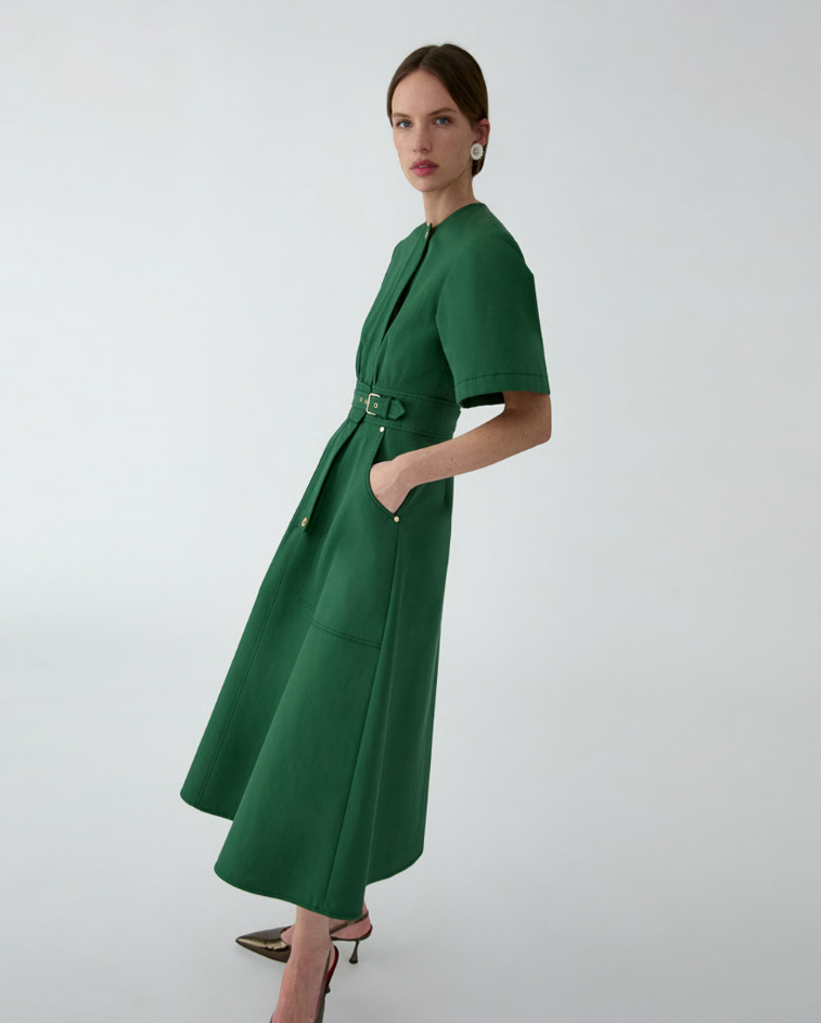 GARBARDINE ALINE MIDI DRESS