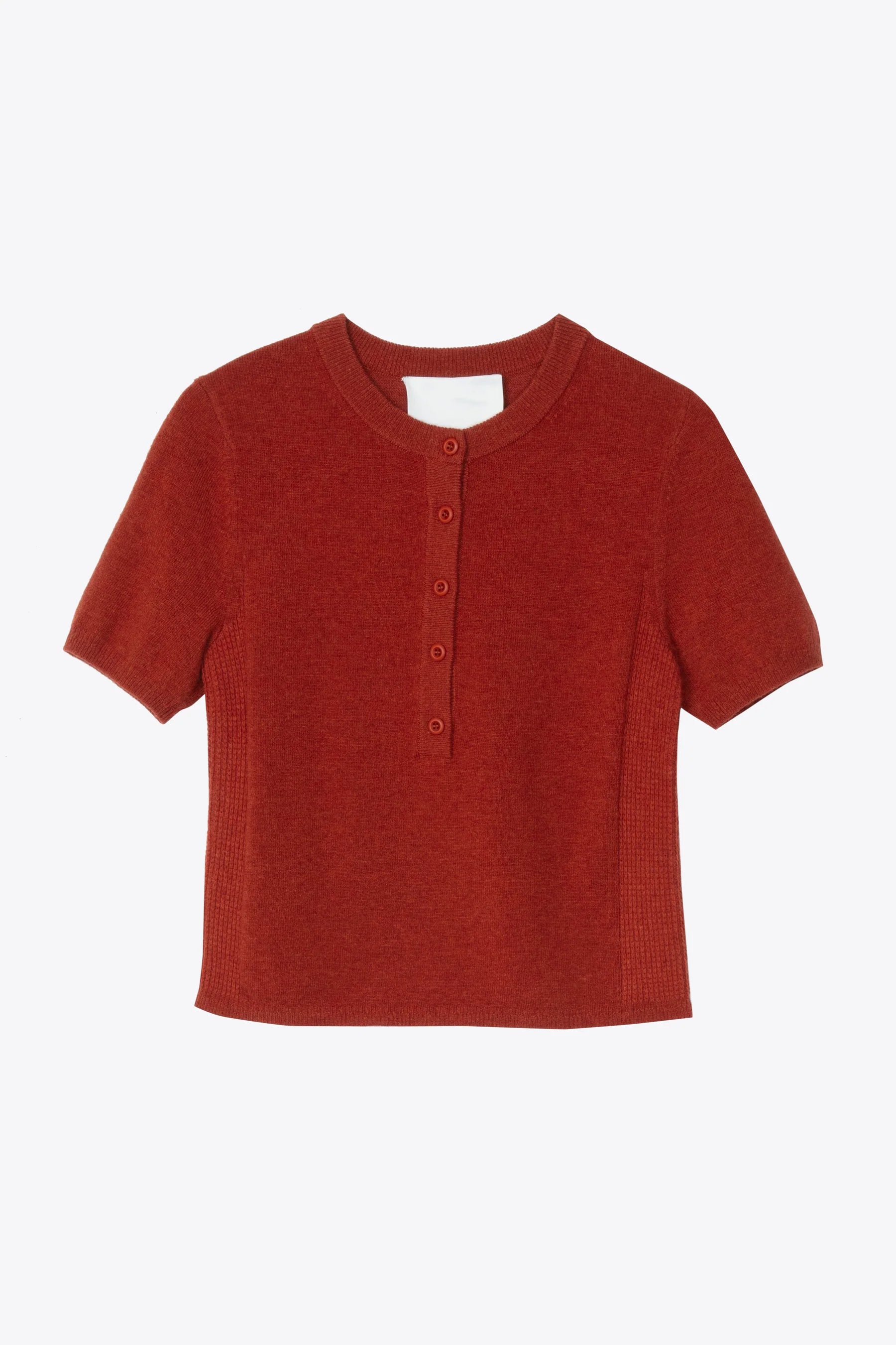 WOOL CASHMERE SHORT SLEEVE HENLEY TEE
