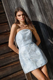 ANABELLE EMBELLISHED STRAPLESS MINI DRESS IN BLUE