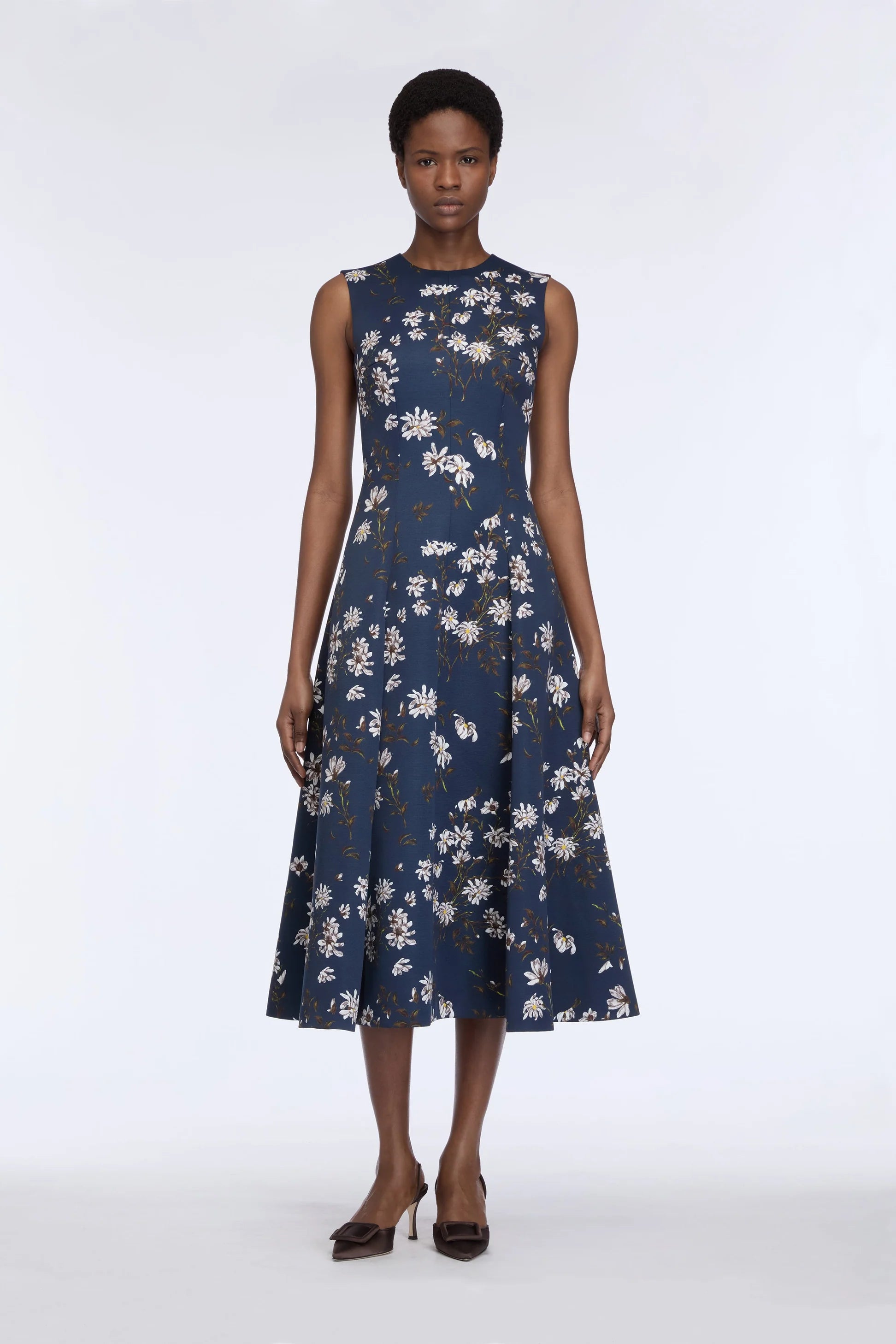 MARA DRESS IN MIDNIGHT MAGNOLIA TAFFETA FAILLE