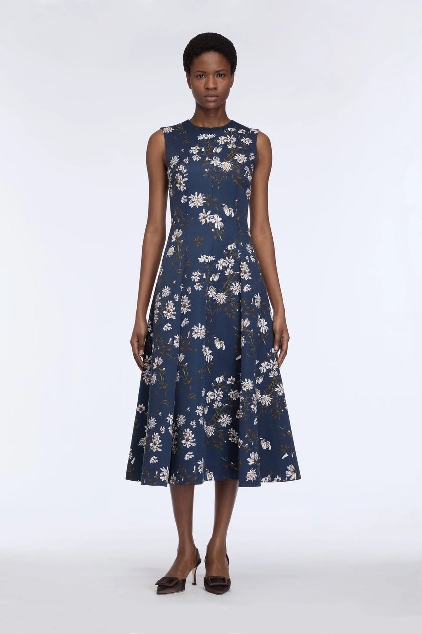 MARA DRESS IN MIDNIGHT MAGNOLIA TAFFETA FAILLE