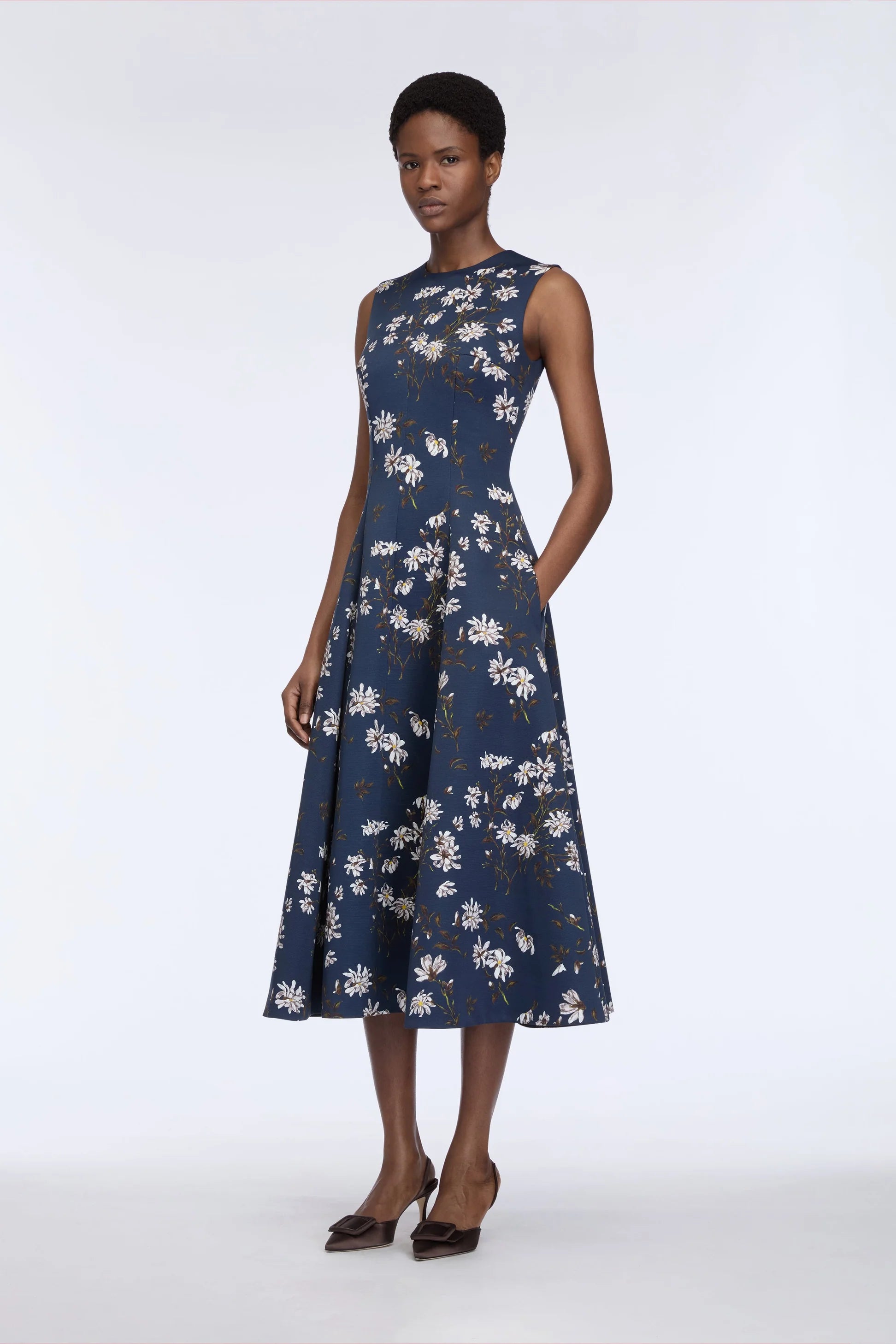 MARA DRESS IN MIDNIGHT MAGNOLIA TAFFETA FAILLE