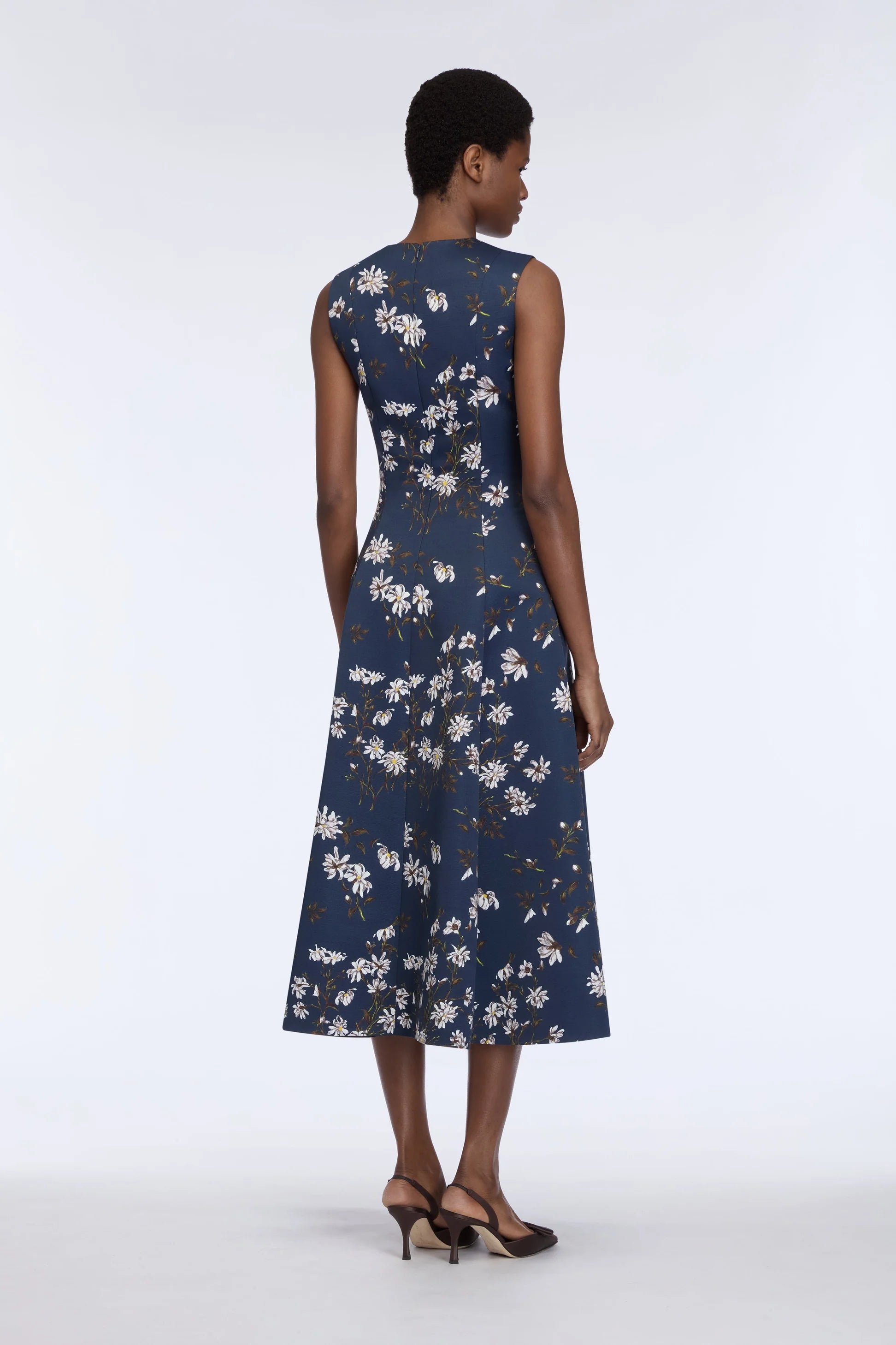 MARA DRESS IN MIDNIGHT MAGNOLIA TAFFETA FAILLE