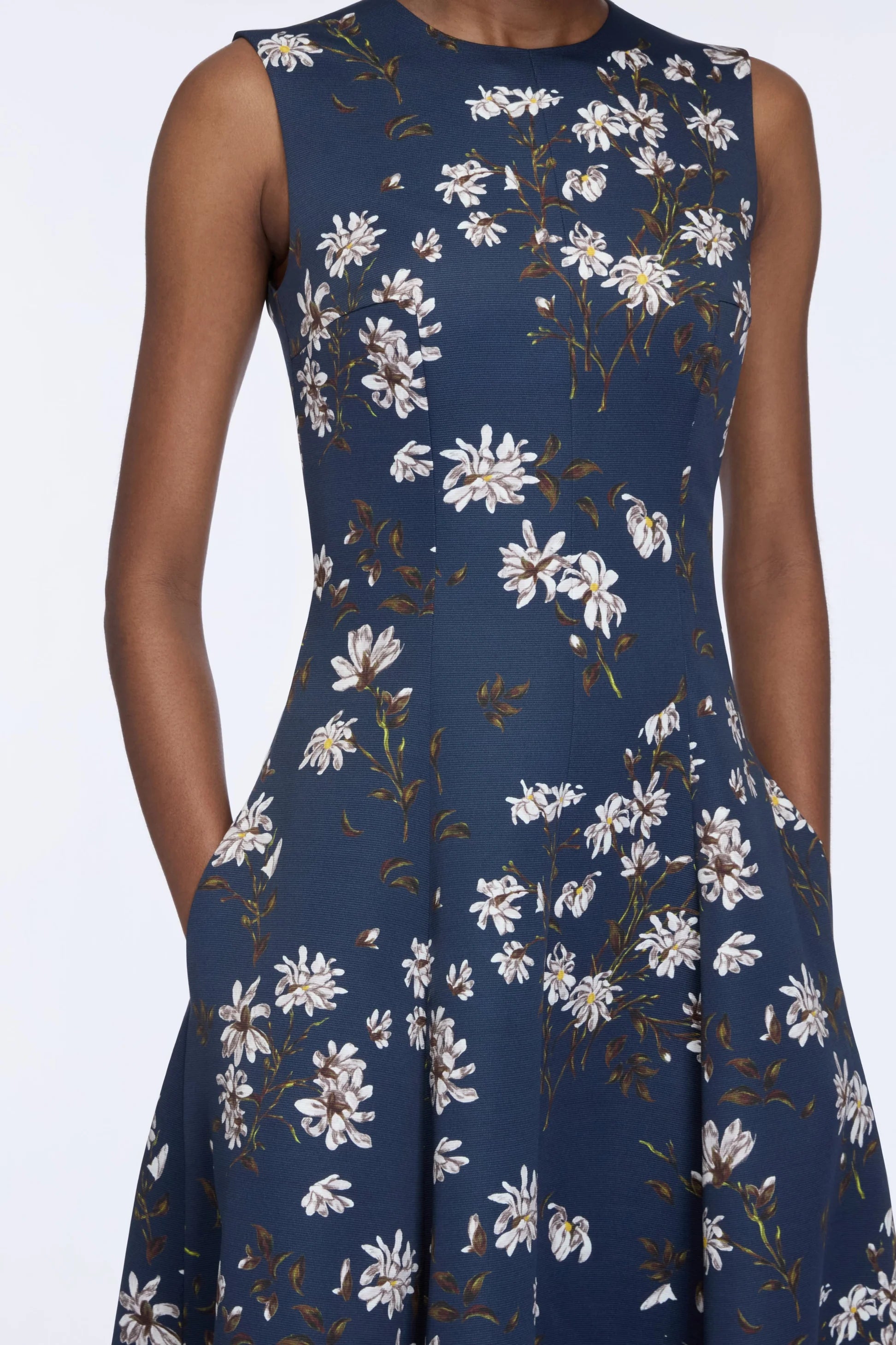 MARA DRESS IN MIDNIGHT MAGNOLIA TAFFETA FAILLE