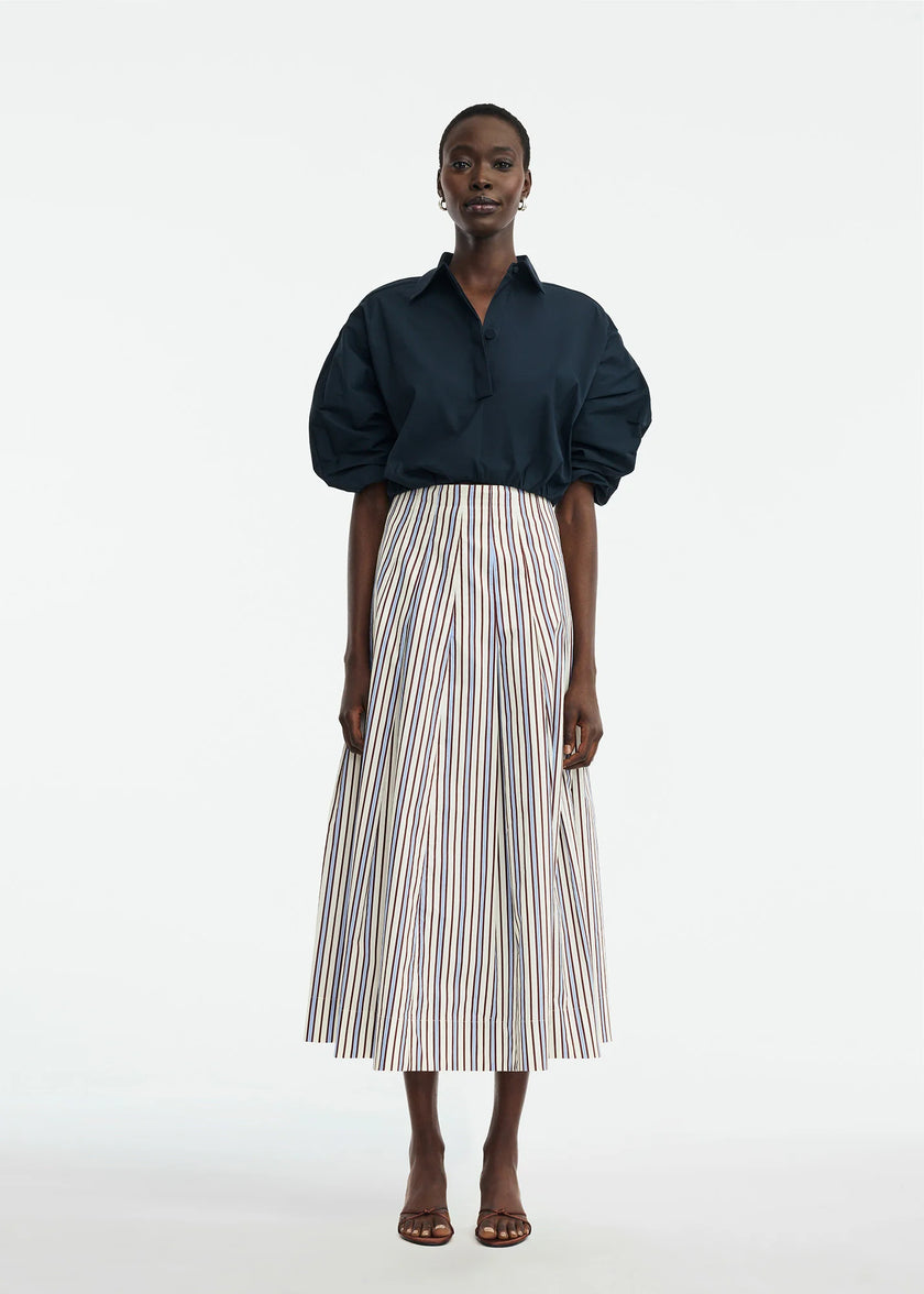 STRIPED COTTON FULL SKIRT