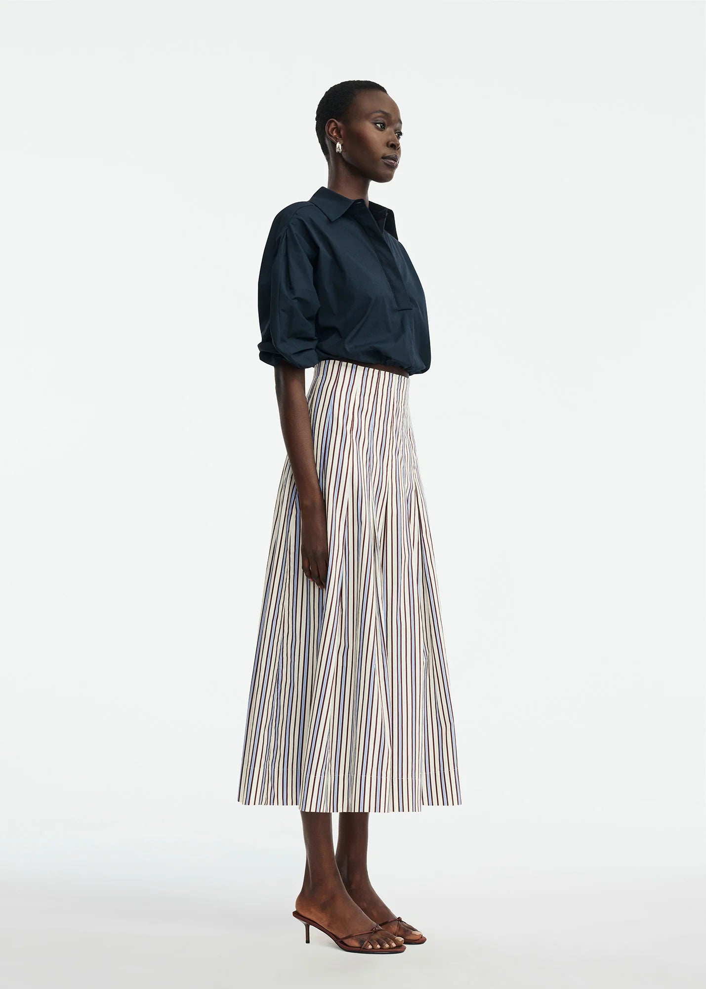 STRIPED COTTON FULL SKIRT
