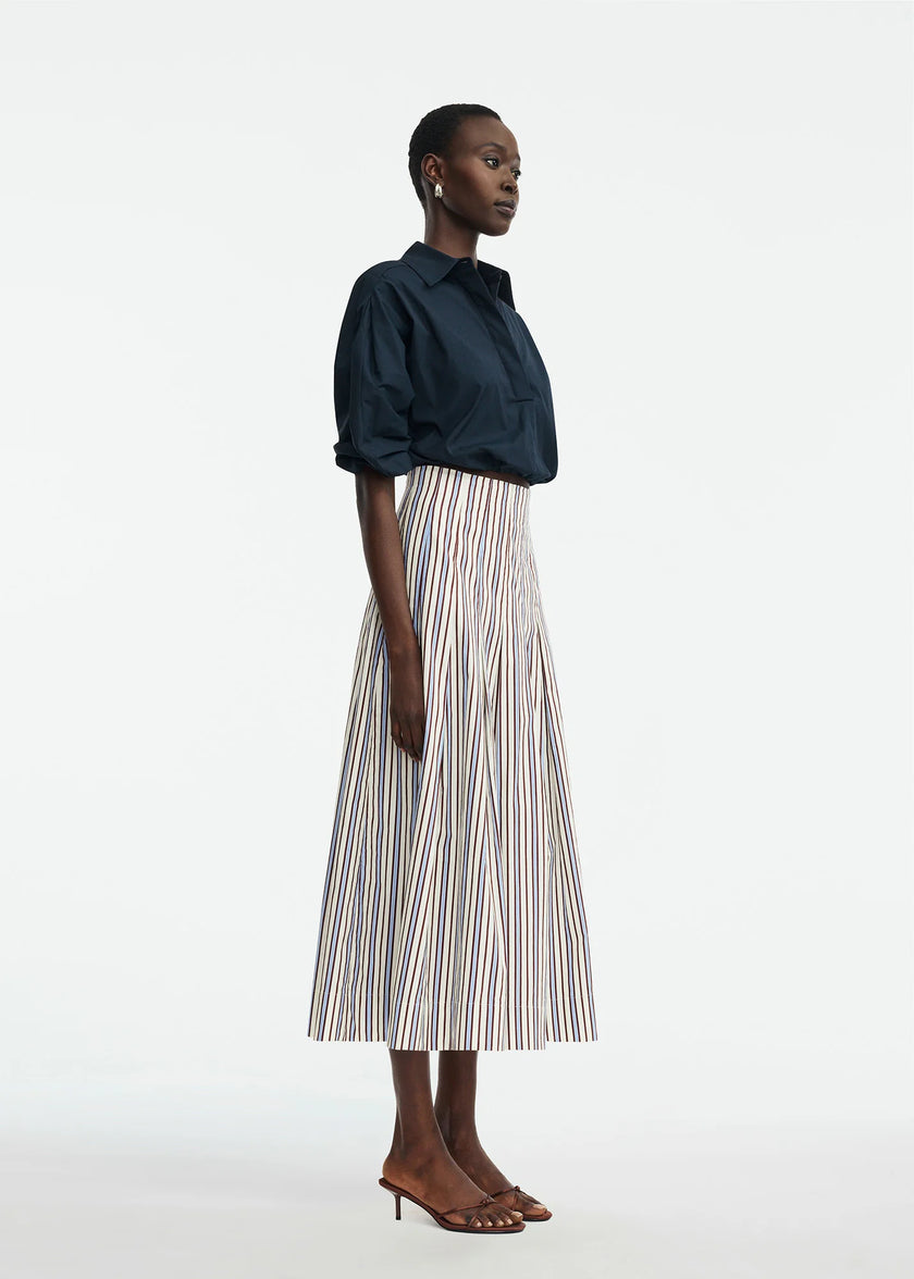 STRIPED COTTON FULL SKIRT