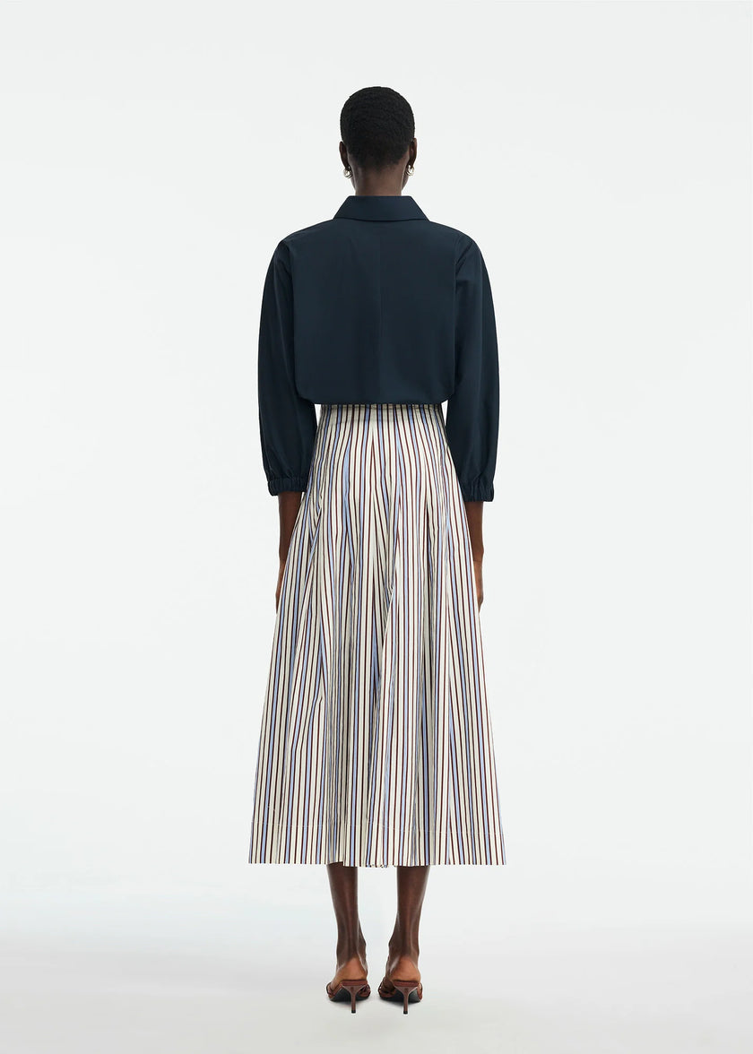 STRIPED COTTON FULL SKIRT