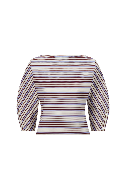 STRIPED COTTON DOLMAN SLEEVE TOP