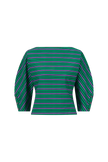 STRIPED COTTON DOLMAN SLEEVE TOP