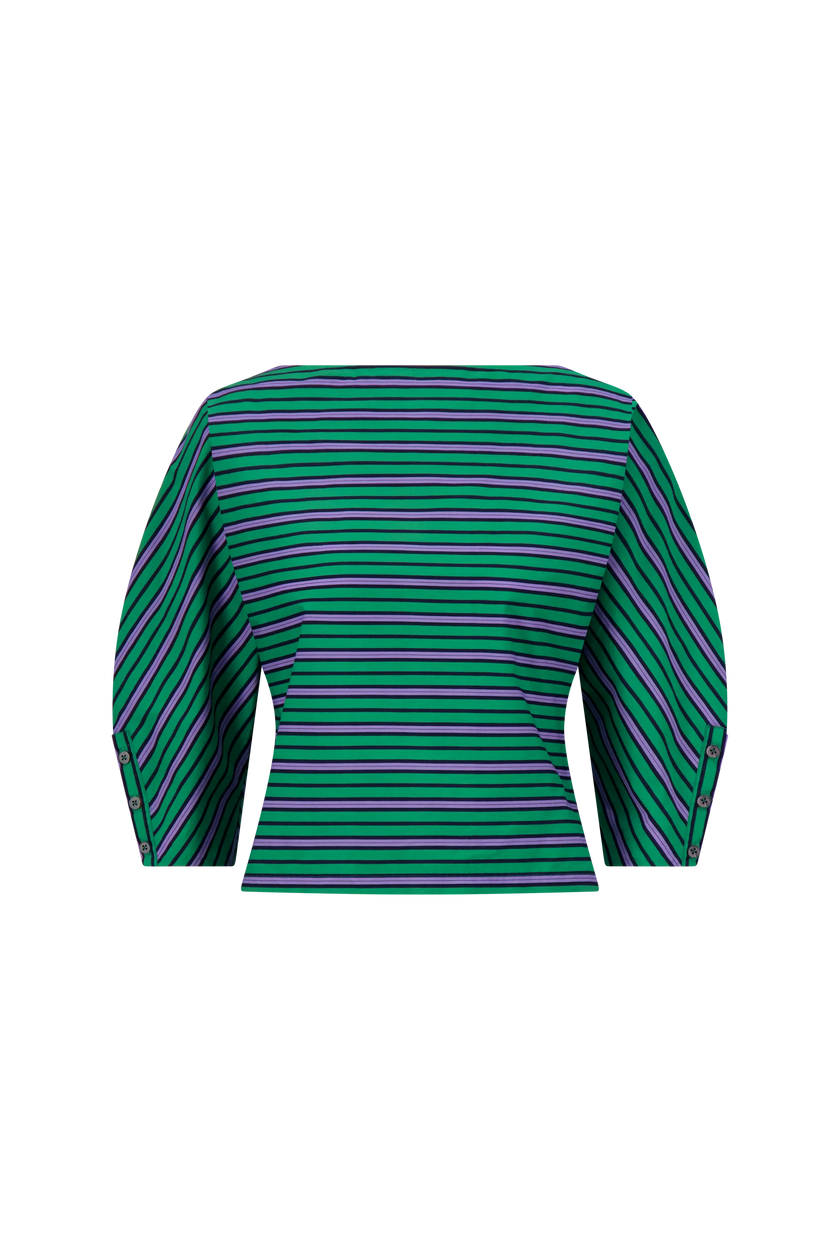 STRIPED COTTON DOLMAN SLEEVE TOP