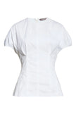 COTTON POPLIN BUBBLE SLEEVE TOP