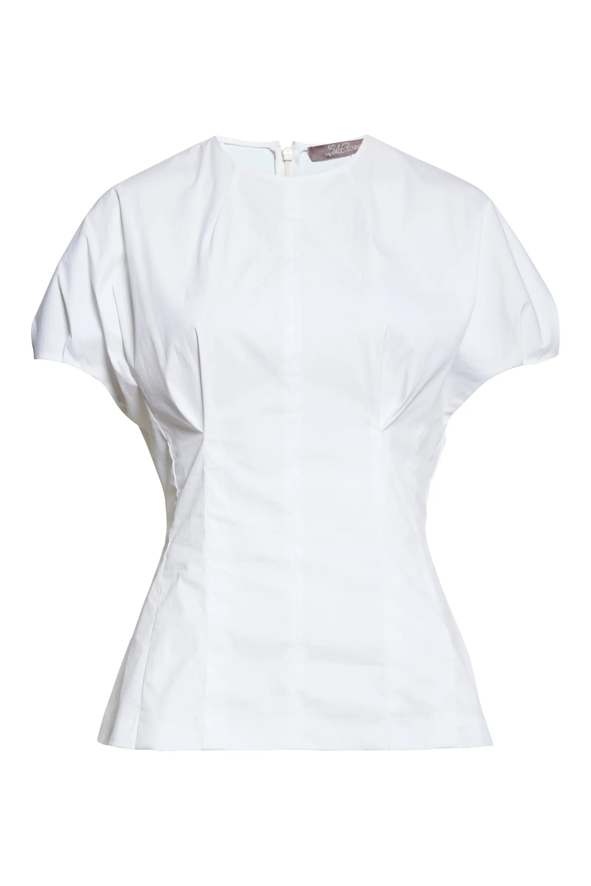 COTTON POPLIN BUBBLE SLEEVE TOP