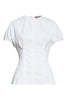 COTTON POPLIN BUBBLE SLEEVE TOP