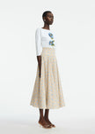 3D PEONY EMBROIDERED COTTON POPLIN TOP