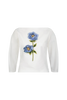 3D PEONY EMBROIDERED COTTON POPLIN TOP