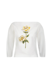 3D PEONY EMBROIDERED COTTON POPLIN TOP