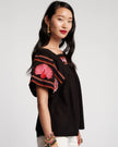 PICNIC TOP PEACOCK EMBROIDERY