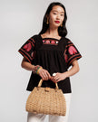 PICNIC TOP PEACOCK EMBROIDERY