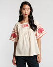 PICNIC TOP PEACOCK EMBROIDERY
