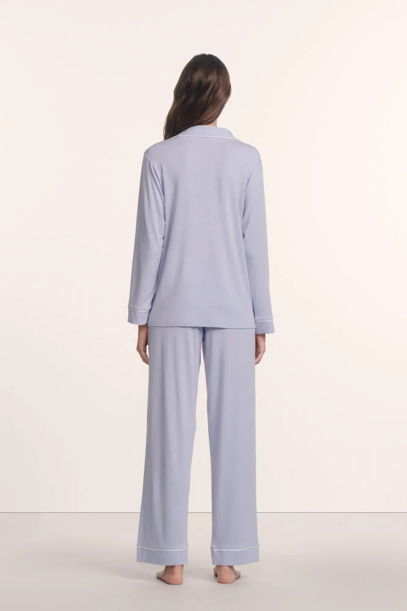 GISELE TENCEL MODAL LONG PJ SET IN LAVENDER DUSK AND IVORY