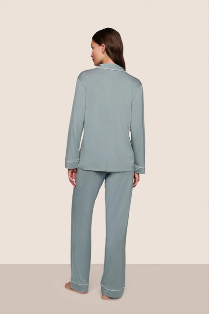 GISELE TENCEL MODAL LONG PJ SET IN LEAD AND IVORY