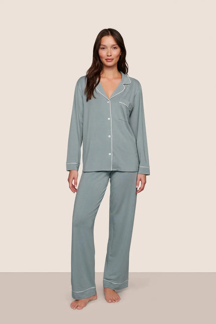 GISELE TENCEL MODAL LONG PJ SET IN LEAD AND IVORY