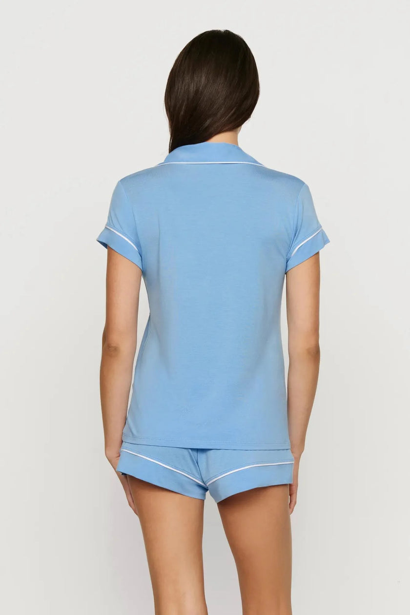 GISELE TENCEL MODAL SHORTIE SHORT PJ SET IN SUMMER BLUE