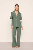 GISELE SHORT SLEEVE AND PANT PJ SET IN DESERT SAGE AND IVORY