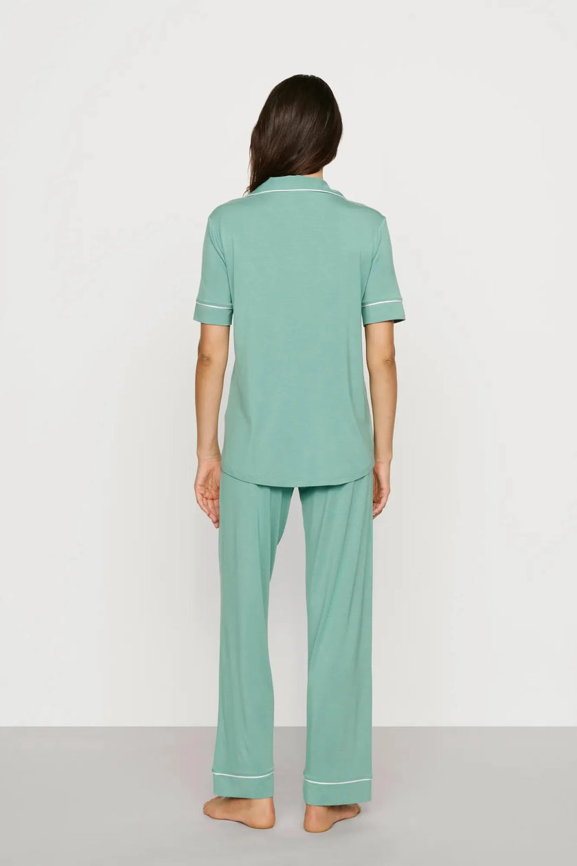 GISELE TENCEL MODAL SHORT SLEEVE AND PANT PJ SET IN SEAGRASS