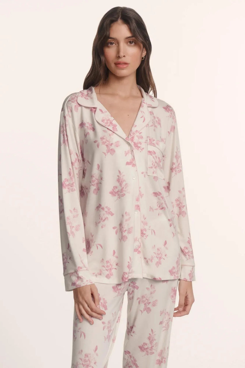 GISELE PRINTED TENCEL MODAL LONG PJ SET IN ROSE GARDEN CAMEO