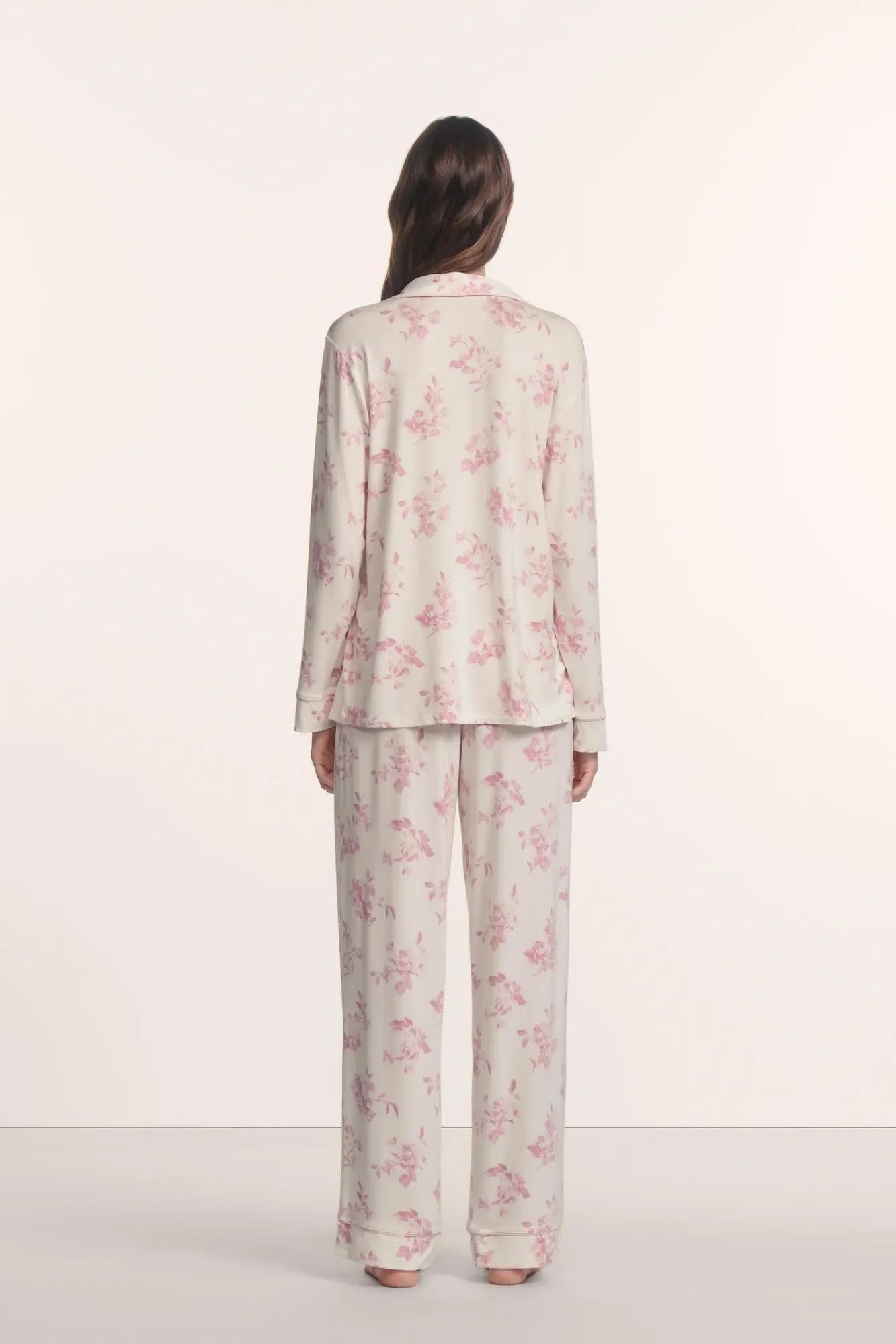 GISELE PRINTED TENCEL MODAL LONG PJ SET IN ROSE GARDEN CAMEO