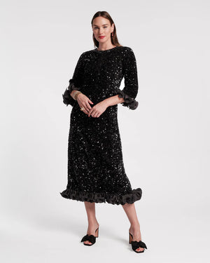 PLAZA SEQUIN MIDI DRESS