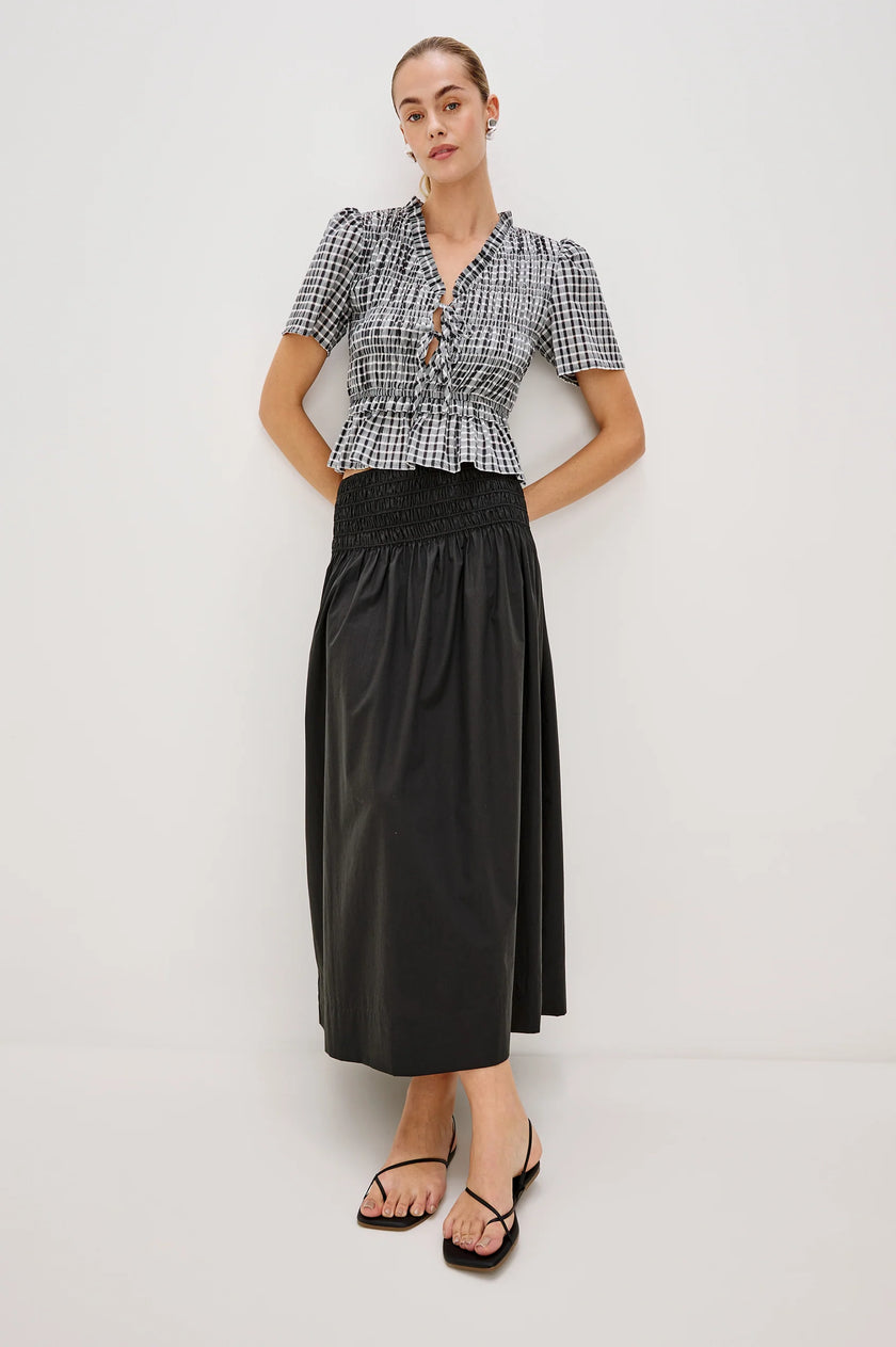 PORTIA TOP IN ASH SEERSUCKER