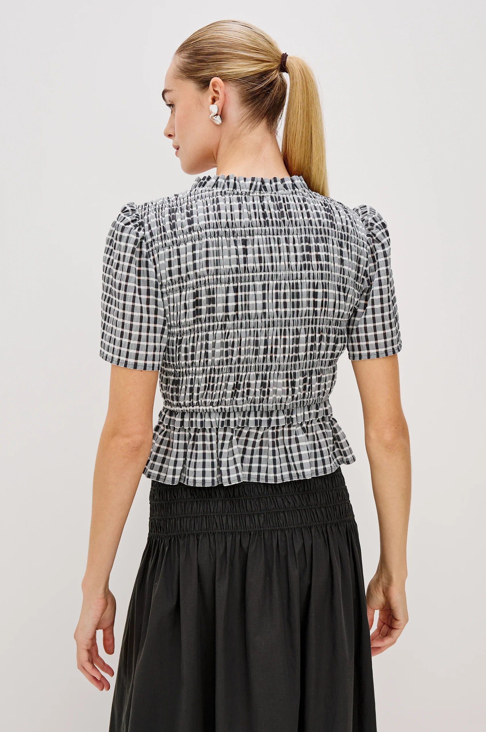 PORTIA TOP IN ASH SEERSUCKER