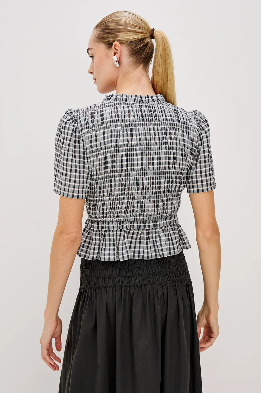 PORTIA TOP IN ASH SEERSUCKER