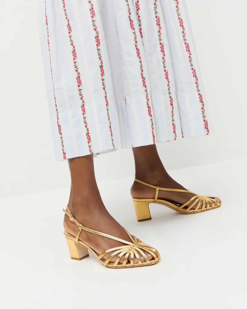 PRISCILLA LATTICE HEELED SANDAL