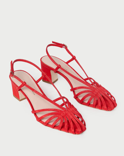 PRISCILLA LATTICE HEELED SANDAL